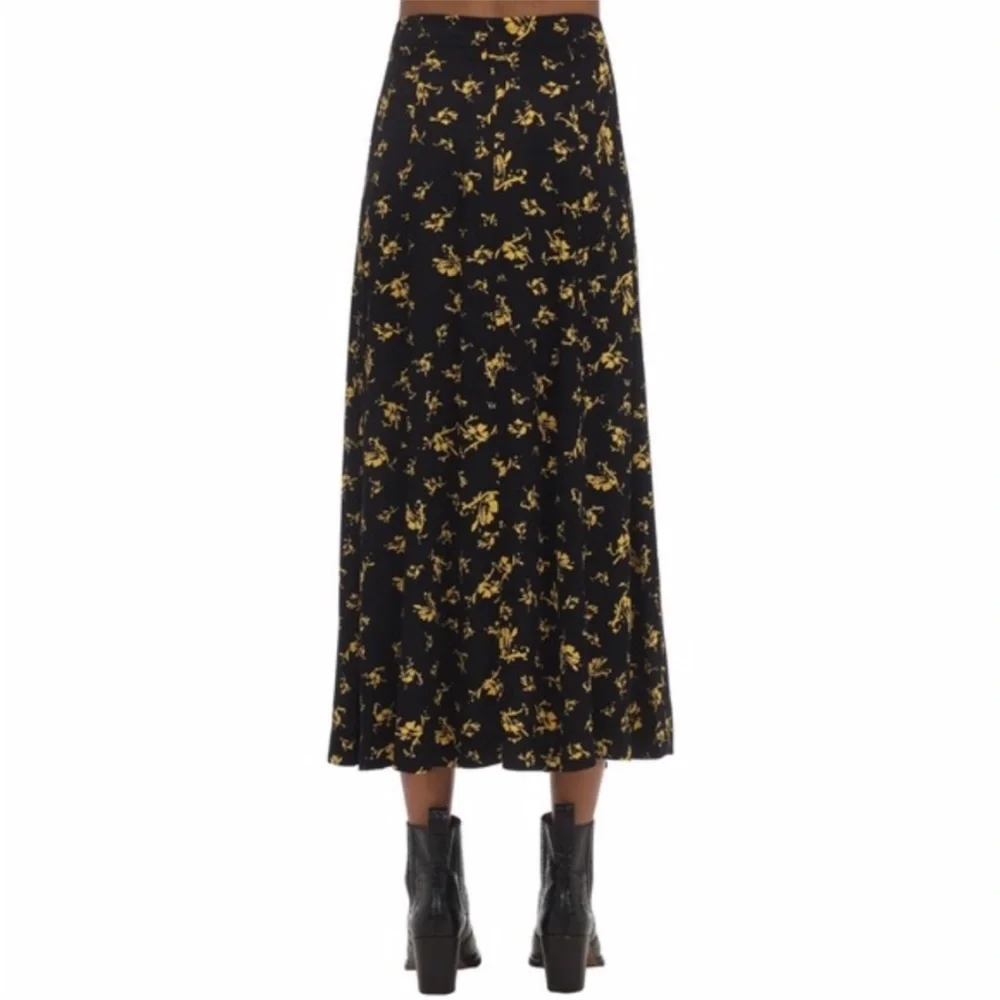 NEW Ganni Printed Crepe Skirt Black 42